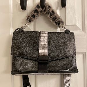 [NEW] Diesel leather crossbody bag - metallic silver color